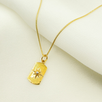 Load image into Gallery viewer, GDP270. 14K Solid Gold with Diamonds Rectangle Shape Charm with Star in the Center