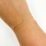 Load image into Gallery viewer, BRSET742. 14k Solid Yellow Gold Clover Link Bracelet