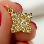 Load image into Gallery viewer, GDP88. 14k Solid Gold Diamond Flower Charm