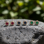 Load image into Gallery viewer, EFC54135. 14K Solid Yellow Gold Diamond and Gemstone Stud Earring