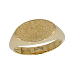 Load image into Gallery viewer, 14K Solid Yellow Gold Oval Ring with Sun and Moon Engraved