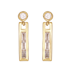 Load image into Gallery viewer, EFD53687. 14K Solid Gold and Diamonds Dangle Bar Earrings