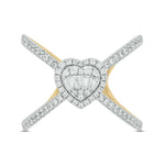 Load image into Gallery viewer, 14K Solid Gold Diamond Cross Heart Ring.