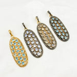Load image into Gallery viewer, DSP054. Diamond Silver Long Oval Gemstone Pendant