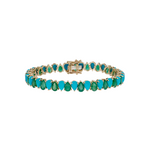 Load image into Gallery viewer, CB97133TQ6X4. 14k Solid Gold Turquoise Tennis Bracelet