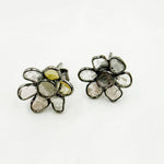 Load image into Gallery viewer, DE030. Diamond Silver Flower Studs