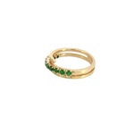 Load image into Gallery viewer, 14k Solid Gold Spiral Emerald and Diamond Ring.