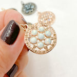 Load image into Gallery viewer, Sterling Silver Round Flower Pendant with Gemstone