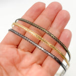 Load image into Gallery viewer, Shop Black Rhodium and White Sterling Silver Flat Wheat Necklace