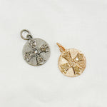 Load image into Gallery viewer, DC301. Diamond Sterling Silver Round Cross Charm