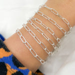 Load image into Gallery viewer, Sterling Silver Smooth & Diamond Cut Paperclip Chain