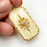 Load image into Gallery viewer, Diamond Sterling Silver Rectangle Enamel Pendant with Gemstone