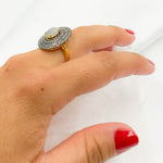 Load image into Gallery viewer, DR16. Diamond Sterling Silver Two-Tone Oval Ring with Gemstone