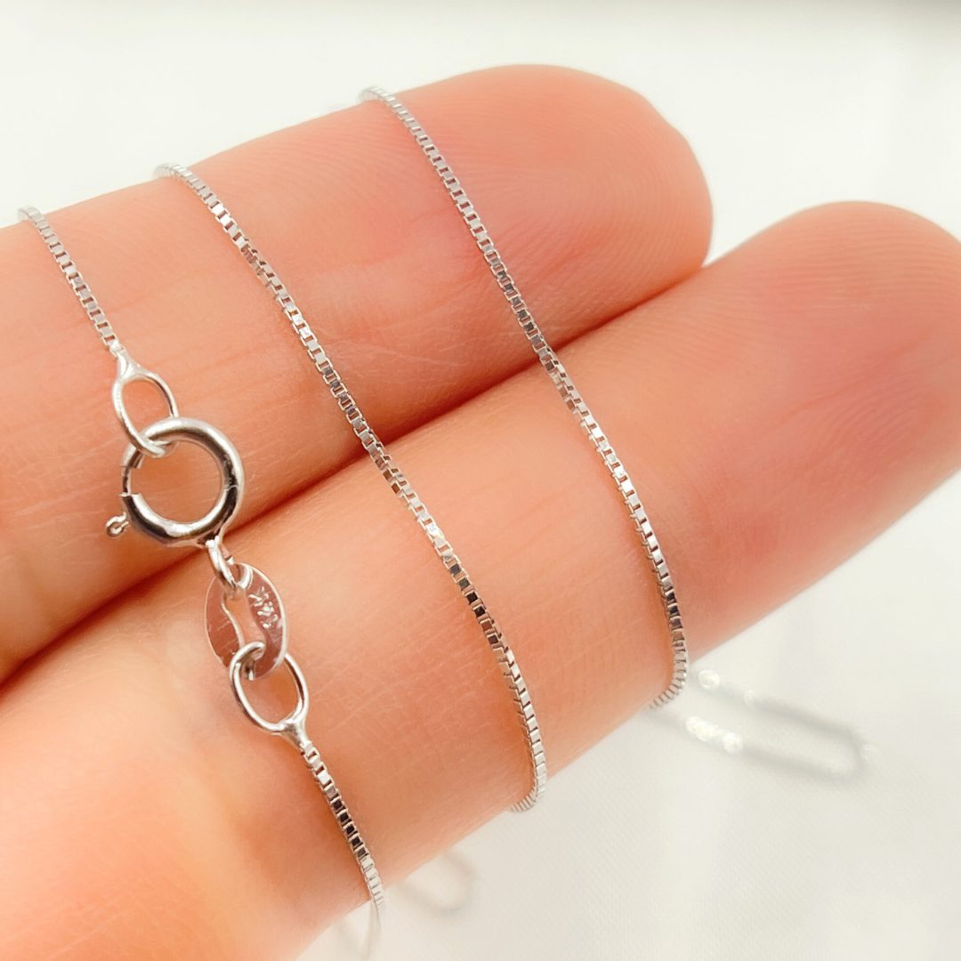 14K Solid White Gold Box Chain