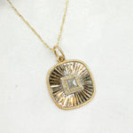 Load image into Gallery viewer, KSG63. 14k Solid Gold and Sterling Silver Black Rhodium Diamond Square Charm
