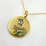 Load image into Gallery viewer, 14k Solid Gold Medallion Flower-Month Necklace. NFA71222