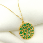 Load image into Gallery viewer, CGDP36. 14K Solid Gold Circle Shape Emerald Charm