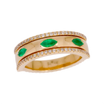Load image into Gallery viewer, RFE18605EM. 14K Solid Gold Diamond and Emerald Brand Ring