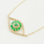 Load image into Gallery viewer, CN96322EM. 14K Solid Gold Diamond and Emerald Eye Necklace