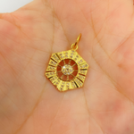 Load image into Gallery viewer, 14K Solid Gold Charm Hexagonal Pendant with Diamonds. GDP138
