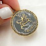 Load image into Gallery viewer, Diamond Sterling Silver Taurus Zodiac Enamel Pendant