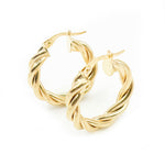 Load image into Gallery viewer, 15850004969. 14K Solid Gold Fancy Twisted Hollow Hoop Earrings
