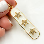 Load image into Gallery viewer, Diamond Sterling Silver Oval Stars Enamel Pendant