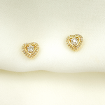 Load image into Gallery viewer, EFC51817. 14K Gold and Diamonds Heart Earrings