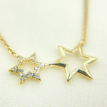 Load image into Gallery viewer, NFC71186. 14k Solid Gold Diamond Stars Cable Link Necklace