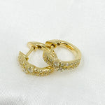 Load image into Gallery viewer, HP400804. 14K Solid Yellow Gold Diamond Hoop Earring