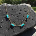 Load image into Gallery viewer, NFZ72631TQ. 14K Solid Gold Turquoise Bars Necklace