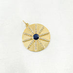 Load image into Gallery viewer, 14K Solid Gold Diamond Circle Charm Available in (Ruby &amp; Blue Sapphire). GDP464
