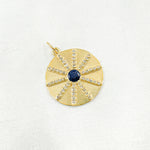 Load image into Gallery viewer, 14K Solid Gold Diamond Circle Charm Available in (Ruby & Blue Sapphire). GDP464