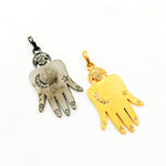 Load image into Gallery viewer, DP329. Diamond & Sterling Silver Moon & Star Hamsa Pendant