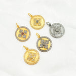Load image into Gallery viewer, DC898. Diamond & Sterling Silver Round Flower Pendant with Gemstone