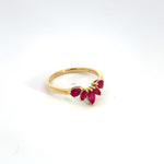 Load image into Gallery viewer, 14k Solid Yellow Gold Ruby Flower Ring.