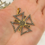 Load image into Gallery viewer, DP027. Diamond Sterling Silver Cross Pendant with Gemstone