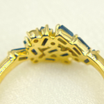 Load image into Gallery viewer, 14K Solid Yellow Gold Cluster Diamond and Blue Sapphire Ring.