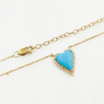 Load image into Gallery viewer, CN96244TQ. 14k Solid Gold Diamond and Turquoise Heart Necklace