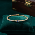 Load image into Gallery viewer, BR402520. 14K Gold Natural Blue Sapphire & Diamond Bracelet