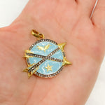 Load image into Gallery viewer, Diamond Sterling Silver Round Arrow Enamel Pendant