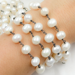 Load image into Gallery viewer, Round White Freshwater Pearl Wire Wrap Chain. PRL31