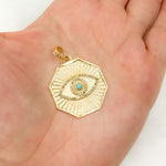 Load image into Gallery viewer, Silver Octagon Eye Enamel Pendant with Gemstone
