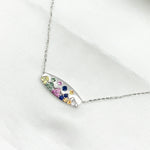 Load image into Gallery viewer, NT405723. 14K Solid Gold Diamond and Multi Sapphire Bar Necklace