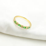 Load image into Gallery viewer, 14K Solid Yellow Gold Diamond and Emerald Band Ring.