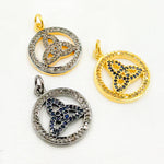 Load image into Gallery viewer, Diamond Sterling Silver Round Celtic Trinity Knot Pendant with Gemstone