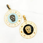 Load image into Gallery viewer, Shop Now Sterling Silver Round Skull Enamel Pendant