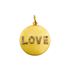 Load image into Gallery viewer, 14K Solid Gold Diamond Circle LOVE Charm. GDP84