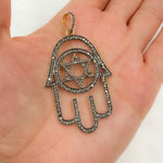 Load image into Gallery viewer, DP045. Diamond & Sterling Silver Hamsa Pendant with Star