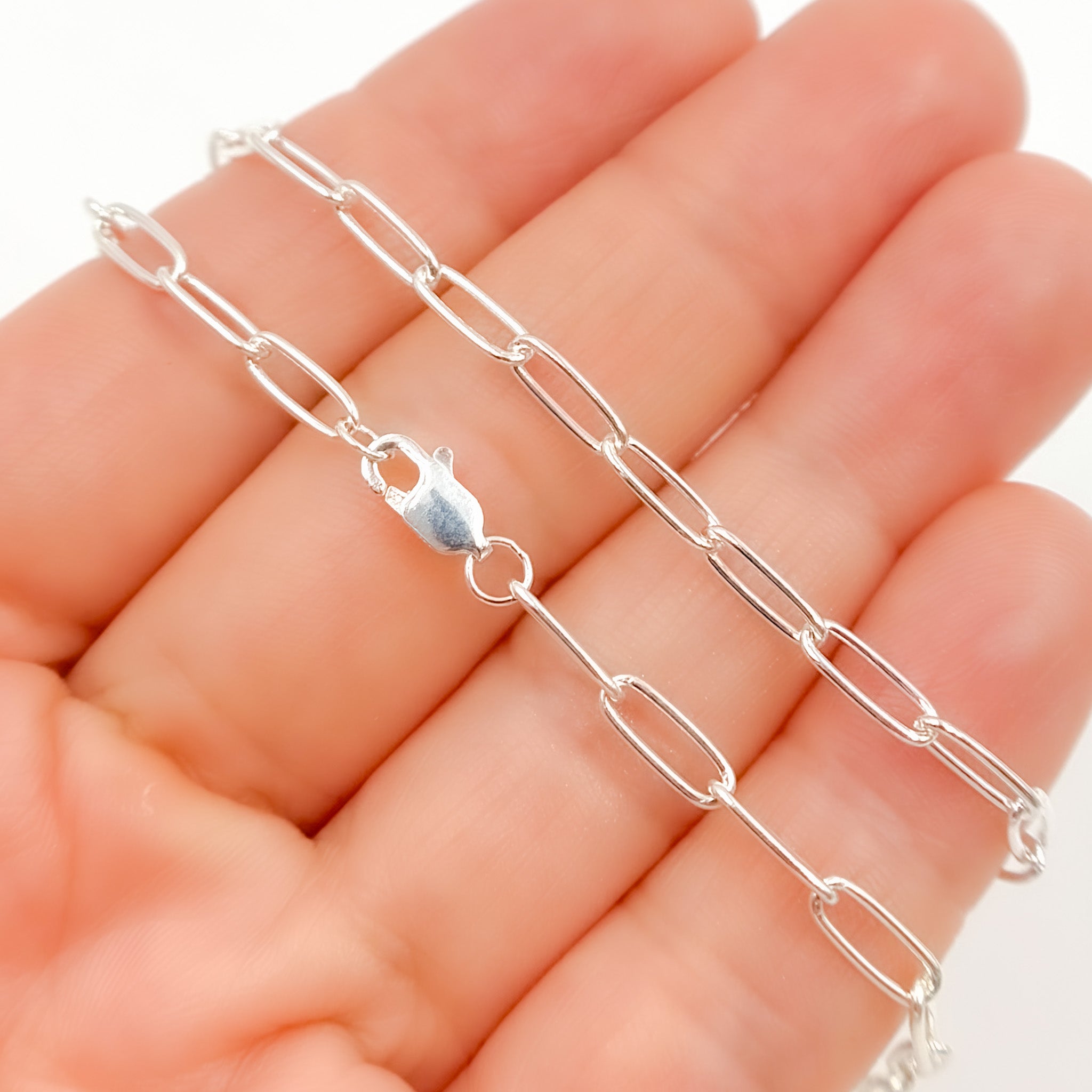 Sterling Silver Smooth Paperclip Necklace